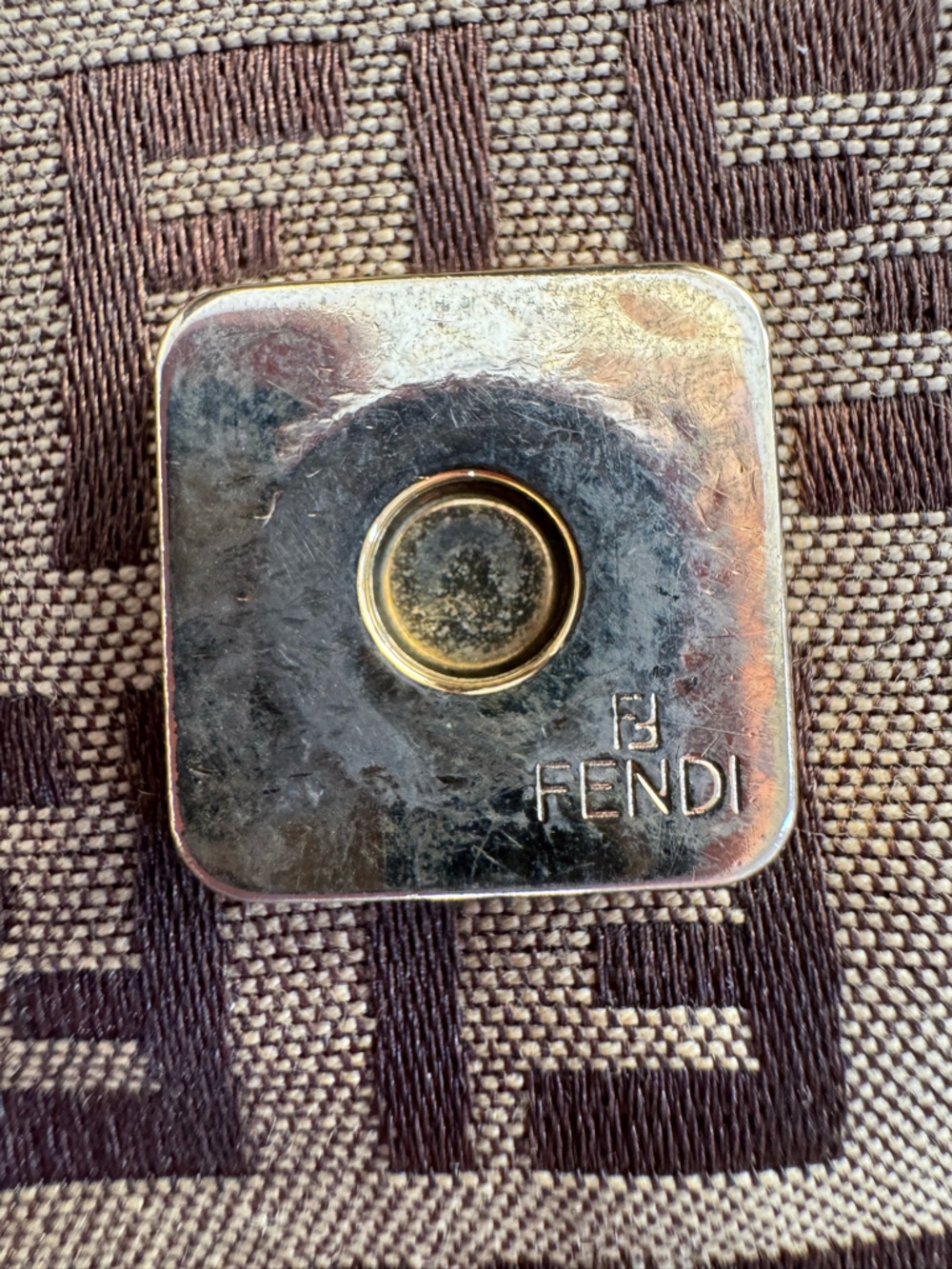 Fendi Vintage Zucchino Brown and Tan Monogram Crossbody Bag w/Dust Bag and COA - Picture 9 of 16